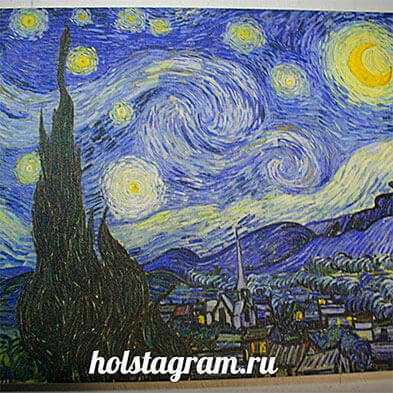 Репродукция картины Ван Гога Звездная ночь на холсте