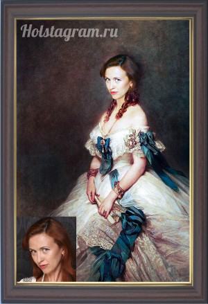 Стильный портрет по фото девушке на холсте фото