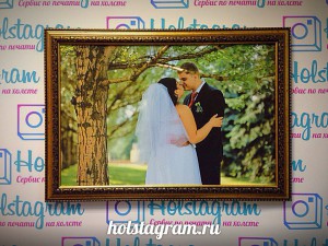 Фото со свадьбы на холсте в багете