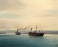 Картина автора Айвазовский Иван под названием CAPTURING OF THE TURKISH SHIP MERSINA  				 - ЗАХВАТ ТУРЕЦКОГО КРЕЙСЕРА МЕРСИНА