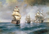 Картина автора Айвазовский Иван под названием Бриг «Меркурий», атакованный двумя турецкими кораблями