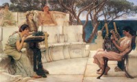 Картина автора Альма-Тадема Сэр Лоуренс под названием Sappho and Alcaeus