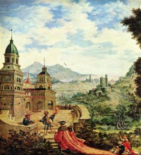 Картина автора Альтдорфер Альбрехт под названием Der Hoffart sitzt der Bettel auf der Schleppe