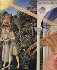 Картина автора Анджелико Фра под названием Verkundigung an Maria, Altarretabel mit 5 Predellatafeln aus dem Marienleben, Haupttafel