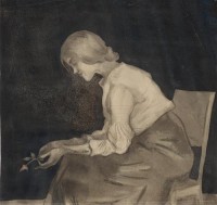 Картина автора Аросениус Ивар под названием The artist's wife Eva with a rose