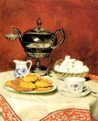 Картина автора Анкер Альберт Самуэль под названием Still-Life with Tea, Sugar and Enamel Bread