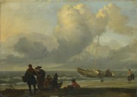 Картина автора Бакхёйзен Людольф под названием A Beach Scene with Fishermen