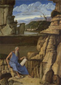 Картина автора Беллини Джованни под названием Saint Jerome reading in a Landscape
