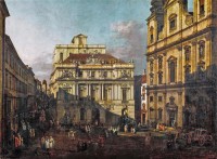 Картина автора Беллотто Бернардо под названием Старая университетская площадь в Вене