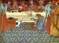 Картина автора Билибин Иван под названием Царь Салтан-пир
