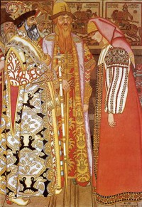 Картина автора Билибин Иван под названием Стрельчиха перед царем и свитой