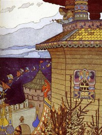 Картина автора Билибин Иван под названием Княгиня на теремной башне