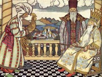 Картина автора Билибин Иван под названием Звездочет перед Дадоном