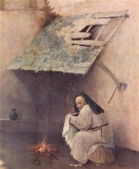 Картина автора Босх Иероним под названием Epiphanie-Triptychon, linker Flugel - Hl. Petrus und kniender Stifter