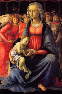 Картина автора Боттичелли Сандро под названием The Virgin with the child and five angels