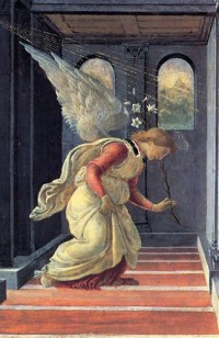 Картина автора Боттичелли Сандро под названием The Annunciation detail