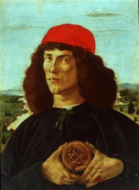 Картина автора Боттичелли Сандро под названием Portrait of a Man with the Medal of Cosimo de Medici the Elder