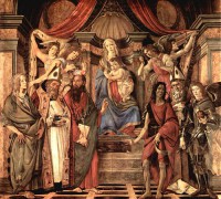 Картина автора Боттичелли Сандро под названием Altar table, main board Throne end of Madonna