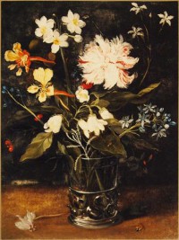 Картина автора Брейгель Младший Ян под названием Bouquet of  Flowers in a Glass Vase  				 - Букет цветов в стеклянной вазе