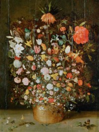 Картина автора Брейгель Младший Ян под названием Букет цветов в деревянном вазоне