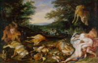 Картина автора Брейгель Младший Ян под названием Диана с нимфами после охоты