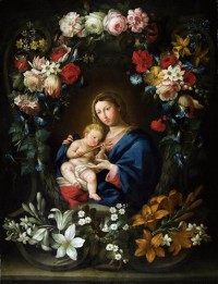Картина автора Брейгель Младший Ян под названием Мадонна с младенцем в цветочном картуше2