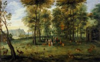 Картина автора Брейгель Младший Ян под названием Сад эрцгерцогов Альбрехта и Изабеллы у замка Куденберг близ Брюсселя