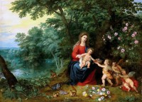 Картина автора Брейгель Младший Ян под названием Мадонна с младенцем и пути в пейзаже