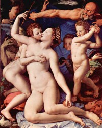 Картина автора Бронзино Аньоло под названием Аллегория с Венерой и Амуром