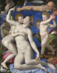 Картина автора Бронзино Аньоло под названием An Allegory with Venus and Cupid