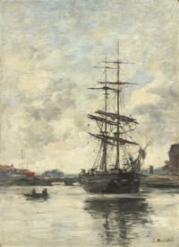 Картина автора Буден Эжен под названием the boat on the river Current  				 - Корабль на реке Тока