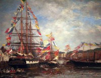 Картина автора Буден Эжен под названием Festival in the Harbor of Honfleur