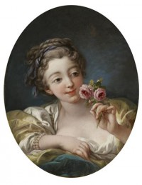 Картина автора Буше Франсуа под названием Girl with rose  				 - Девушка с розой