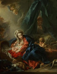 Картина автора Буше Франсуа под названием The Madonna with the baby and young John the Baptist  				 - Мадонна с младенцем и юным Иоанном Крестителем