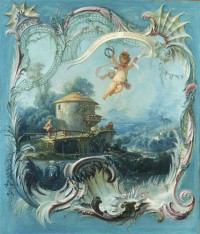 Картина автора Буше Франсуа под названием The Enchanted Home - A Pastoral Landscape Surmounted by Cupid