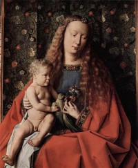 Картина автора ван Эйк Ян под названием Madonna des Kanonikus Georg van der Paele, Detail: Madonna mit dem Kind