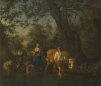 Картина автора Велде Адриан под названием Peasants with Cattle fording a Stream