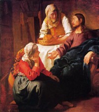 Картина автора Вермеер Ян под названием Христос в доме Марии и Марфы