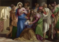 Картина автора Веронезе Паоло под названием Christ addressing a Kneeling Woman