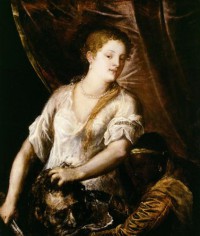 Картина автора Вечеллио Тициан под названием Judith with the Head of Holofernes  				 - Юдифь с головой Олоферна