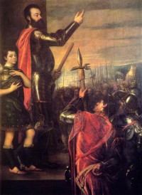 Картина автора Вечеллио Тициан под названием The Speech of Alfonso d'Avalo