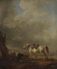 Картина автора Воуверман Филипс под названием A White Horse, and an Old Man binding Faggots