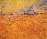 Картина автора Винсент Ван Гог под названием Wheat Fields with Reaper at Sunrise