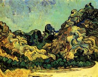 Картина автора Винсент Ван Гог под названием Mountains at Saint-Remy with Dark Cottage