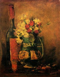 Картина автора Винсент Ван Гог под названием Vase with Carnations and Roses and a Bottle