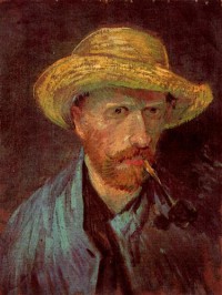 Картина автора Винсент Ван Гог под названием Self-Portrait with Straw Hat and Pipe