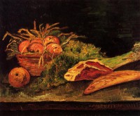 Картина автора Винсент Ван Гог под названием Still Life with Apples, Meat and a Roll
