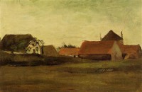 Картина автора Винсент Ван Гог под названием Farmhouses in Loosduinen near The Hague at Twilight