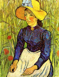 Картина автора Винсент Ван Гог под названием Young Peasant Woman with Straw Hat Sitting in the Wheat