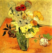 Картина автора Винсент Ван Гог под названием Still Life Japanese Vase with Roses and Anemones